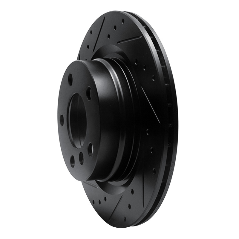 BMW 228i xDrive Brake Rotor (1) - Rear Left - R1 Concepts - Drilled & Slotted - Black - `06-`21